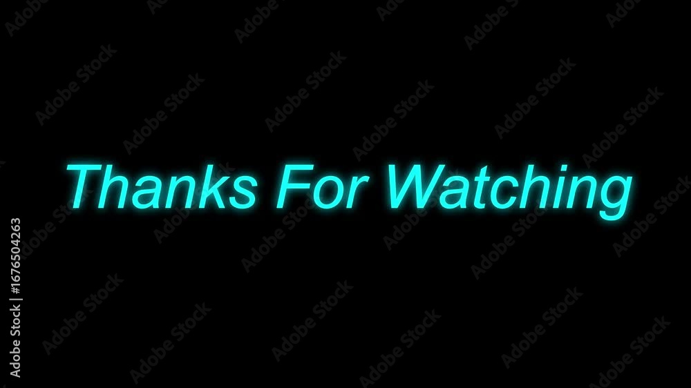 Aufkleber neon thanks for watching animated end screen text dark background motion graphics template. bright c
