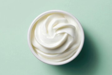 High angle view of a small white bowl filled with Top