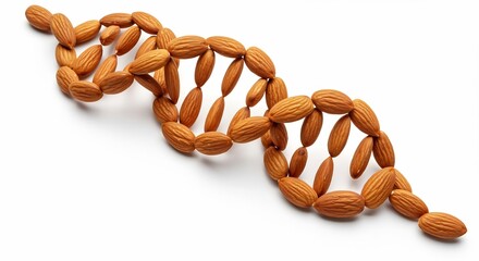 Almonds DNA Helix:  A Nutty Twist on Genetics isolated white background