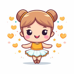 Cute cartoon ballerina girl in a tutu