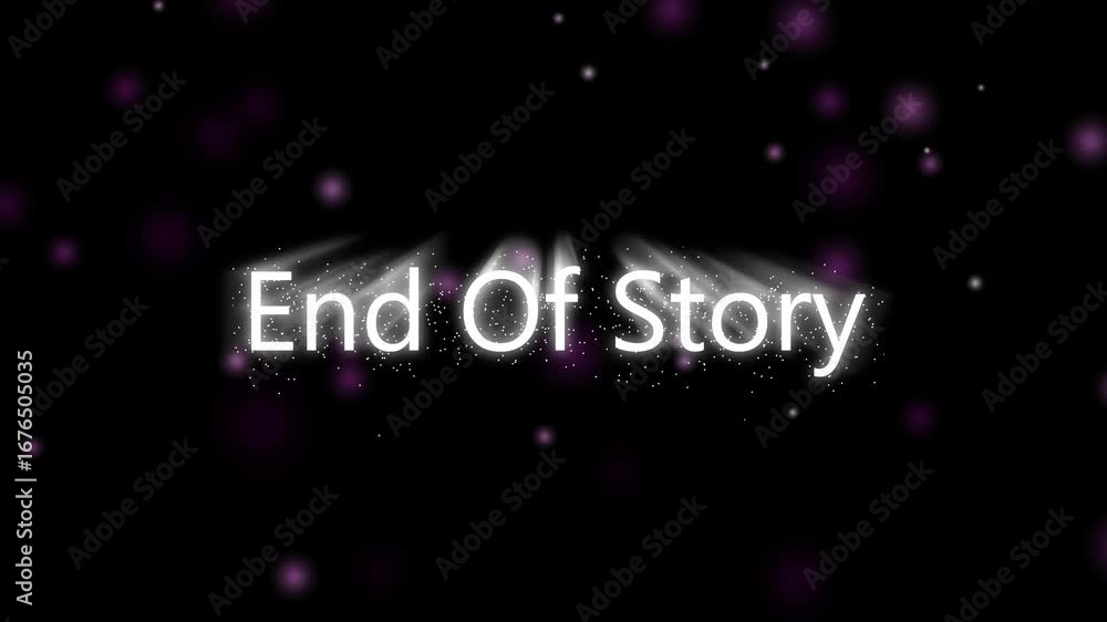 Aufkleber animated end of story title cinematic transition black background fade out closing credit. end of st
