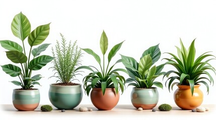 Obraz premium Lush green houseplants in decorative pots potted plants