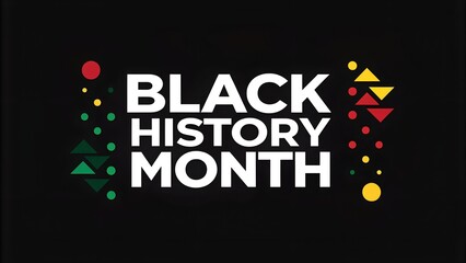 Minimalist Black History Month Typography Design with African Colors on Black Background
