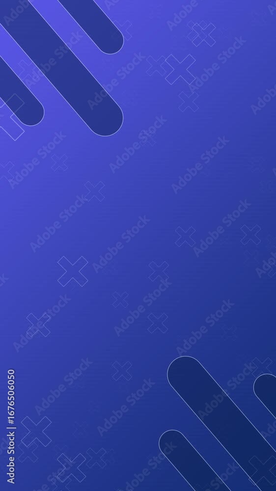 Poster a dark blue background featuring a sparse scattering of embossed geometric cross shapes and diagonal