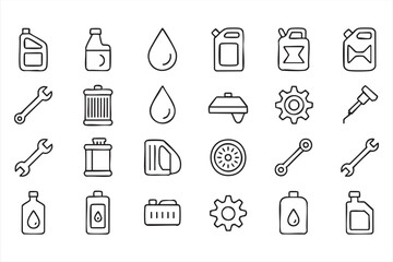 Automotive and Repair Icon Collection Featuring Gear, Filter, and Wrench Vectors