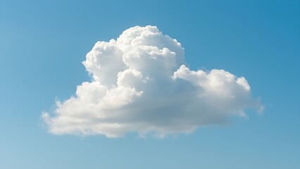 Fluffy Cumulus Cloud Isolated Against Azure Summer Sky