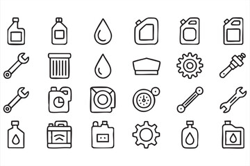 Automotive Garage and Service Vector Icons Set for Vehicle and Transportation Projects
