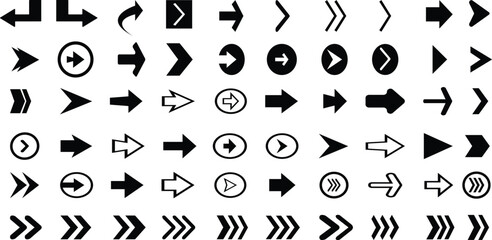Black Right arrow icon set. Arrow icon set, arrow cursor collection, different arrow signs. Vector illustration isolate on white background .