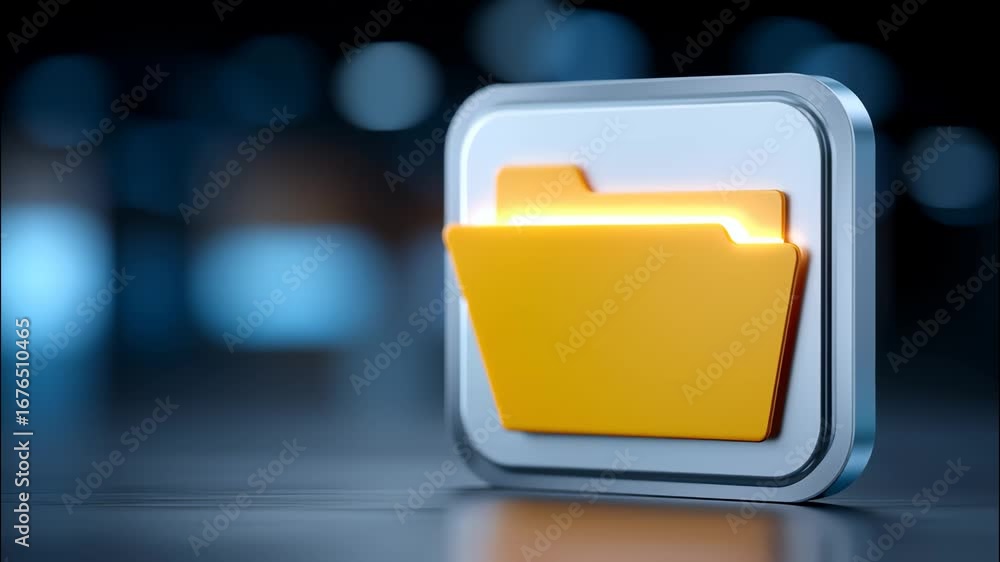 Aufkleber digital yellow folder icon glowing with semiconductor technology for data storage and digital file m