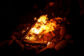 Fototapeta premium beautiful fire burning in the darkness of the night