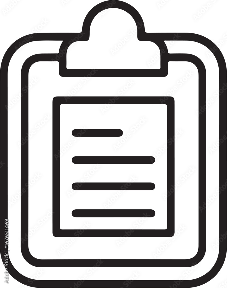 Poster simple outline icon of a clipboard with a document