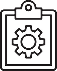 Clipboard with gear icon representing service and maintenance