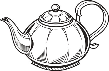 Classic Tea Pot Sketch Illustration. Handcrafted Tea Pot Line Drawing. Vintage Tea Pot Outline Artwork. Elegant Tea Pot Sketch Design. Tea Pot Icon in Simple Sketch Style. Tea Brewing Pot Sketch