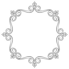 Ornate black swirling decorative frame with floral elements white