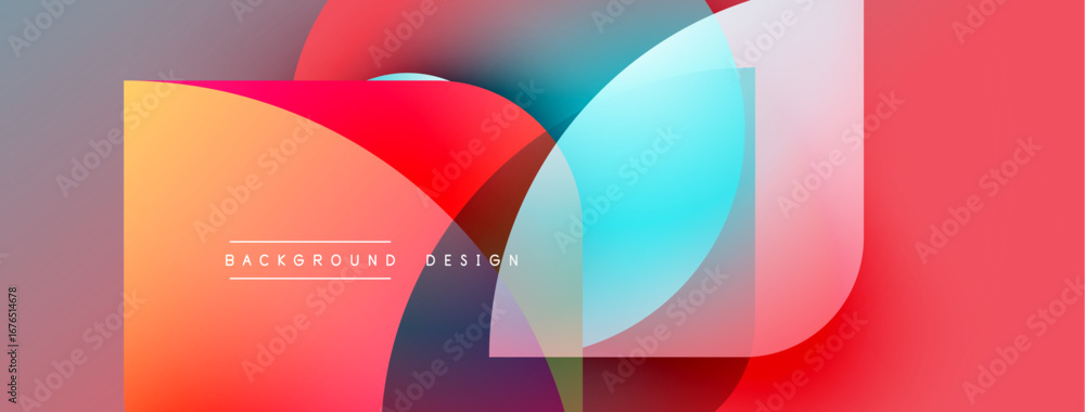 Poster abstract colorful shapes overlap creating vibrant modern background. gradient hues blend smoothly, o