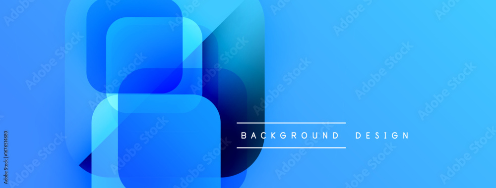 Aufkleber abstract blue shapes overlap creating dynamic composition. gradient hues suggest depth, modern aesth
