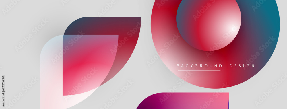 Poster abstract shapes overlap, creating vibrant color gradients. modern design features smooth transitions