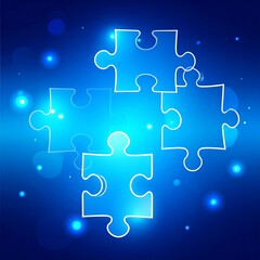 Abstract puzzle graphic, glowing blue