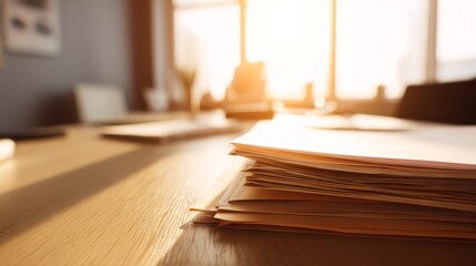 Obraz premium A stacked pile of decision-making papers symbolizing everyday tasks and responsibilities,