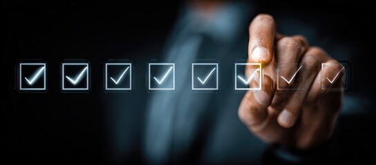 Hand checking boxes in a virtual checklist