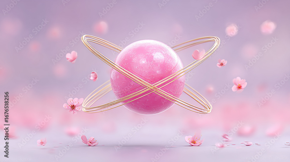 Aufkleber atom, 3d animated atomic structure with electron paths illustration.
