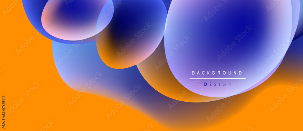 Poster abstract fluid shapes blend orange, blue hues. smooth gradients create dynamic visual texture. moder