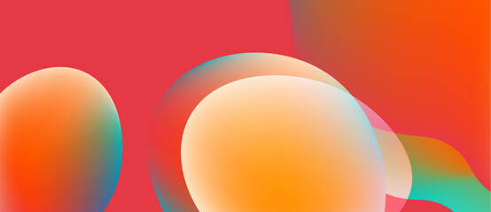 Abstract colorful orbs overlap, creating vibrant gradients. Red, orange, turquoise hues blend seamlessly. Minimalist design, modern aesthetic.