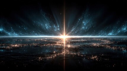 PNG glowing horizontal blue light beam with radiant lens flare and shine futuristic energy line flash with shimmer speed and neon highlight transparent digital PNG illustration