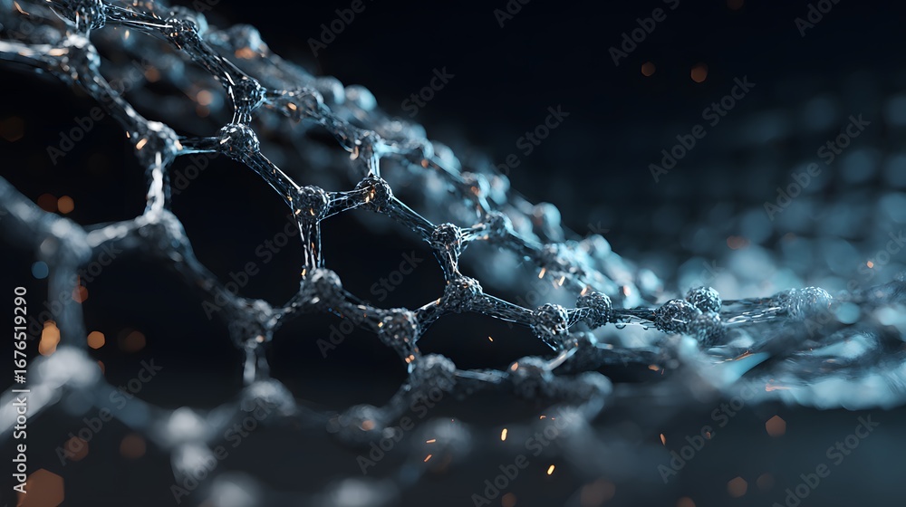 Aufkleber a detailed close-up view of a complex, crystalline structure exhibiting intricate hexagonal patterns