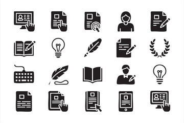 Blogging and Content Creation Vector Icons Set for Publishing and Education