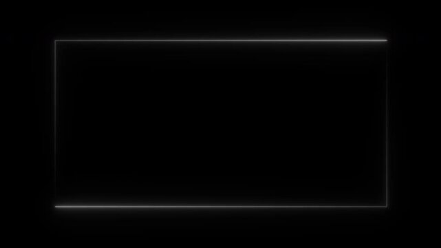 Rectangular neon frame silver neon. Neon effect rectangle frame Loop background 4K. alpha channel.