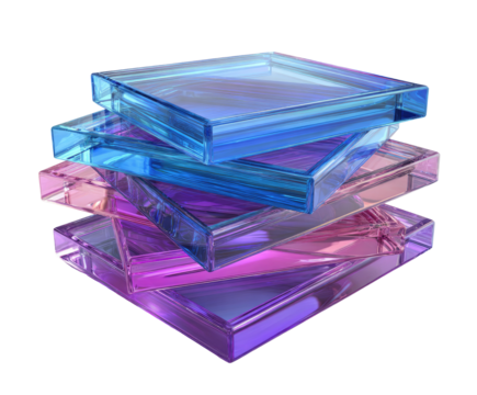 Stacked colored glass squares