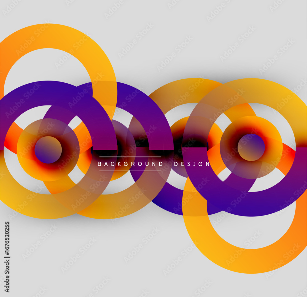 Poster abstract circles overlap, creating vibrant color gradients. modern design elements suggest dynamic m