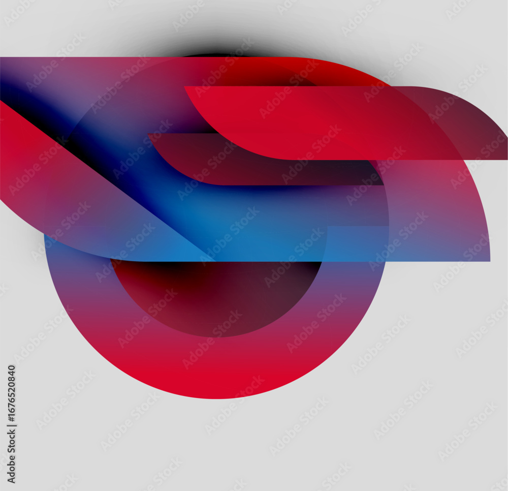 Aufkleber abstract composition. overlapping shapes create dynamic visual effect. red, blue hues dominate desig