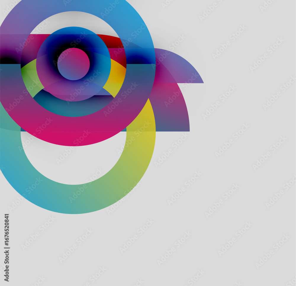 Aufkleber abstract colorful circles overlap, creating dynamic visual effect. gradient hues blend, forming mode