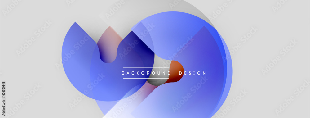 Poster abstract shapes overlap, creating vibrant blue, purple hues. minimalist design with text background 