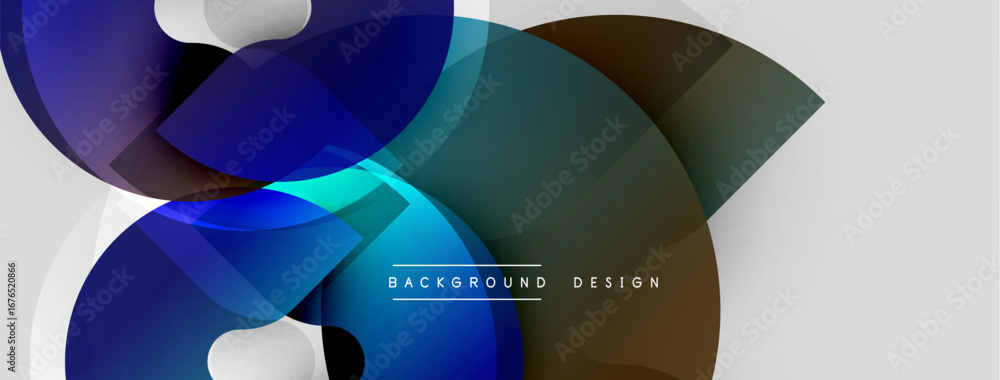 Aufkleber abstract fluid shapes, blue tones dominate design. overlapping layers create dynamic composition, mo