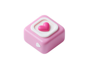 Pink heart icon in 3D style