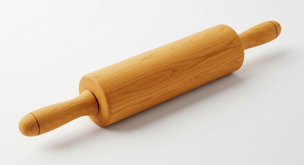 Rouleau patisserie bois clair eclairage doux texture lisse. AI Generated