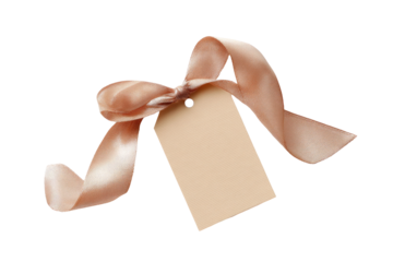 Pastel-colored gift tag with ribbon