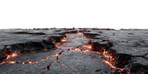 Lava flows across cracked earth