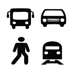 Transportation Icon Set –  Public Transit and Travel Silhouettes