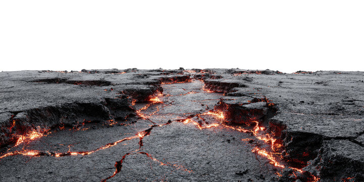 Lava flows across cracked earth