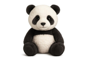Obraz premium Adorable panda plush toy sitting on transparent background