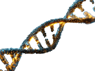 3D DNA helix with glowing particles