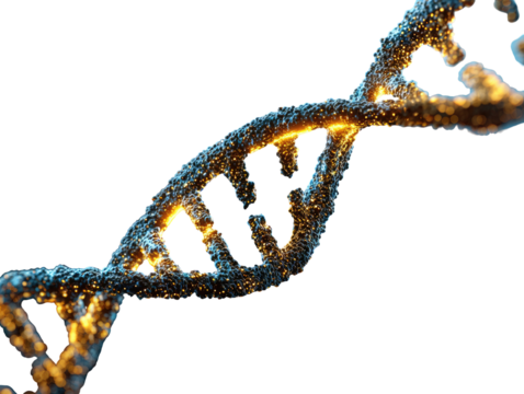 3D DNA helix with glowing particles