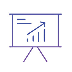 A gradient a presentation board showing an upward trending graph on transparent background