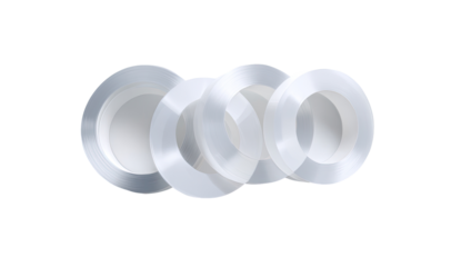 Stack of three clear circular rings