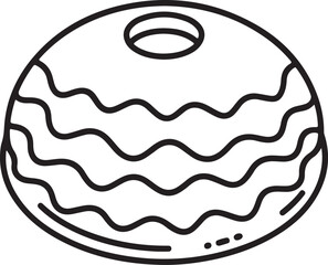 Simple line art drawing of a round donut with swirls and a hole