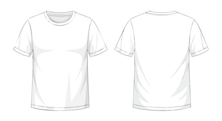 Blank Canvas: Front and Back Views of a Plain White T-Shirt for Apparel Design Visualizations